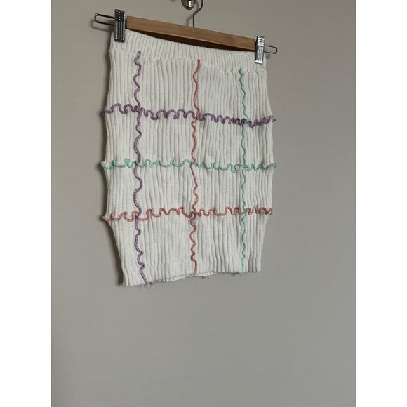 Hot & Delicious 2 Piece Top & Skirt Set Cream w/ Stripe Design - SIze Small - Picture 11 of 15